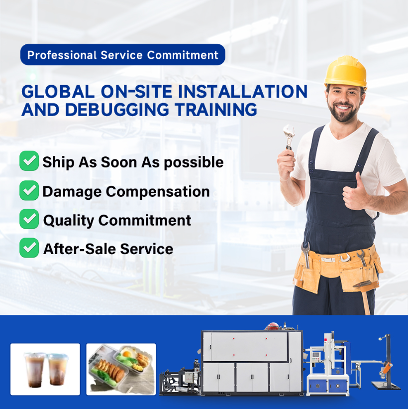 plastic cup making machine with global on-site installation service, for product display in plastic machinery business.”