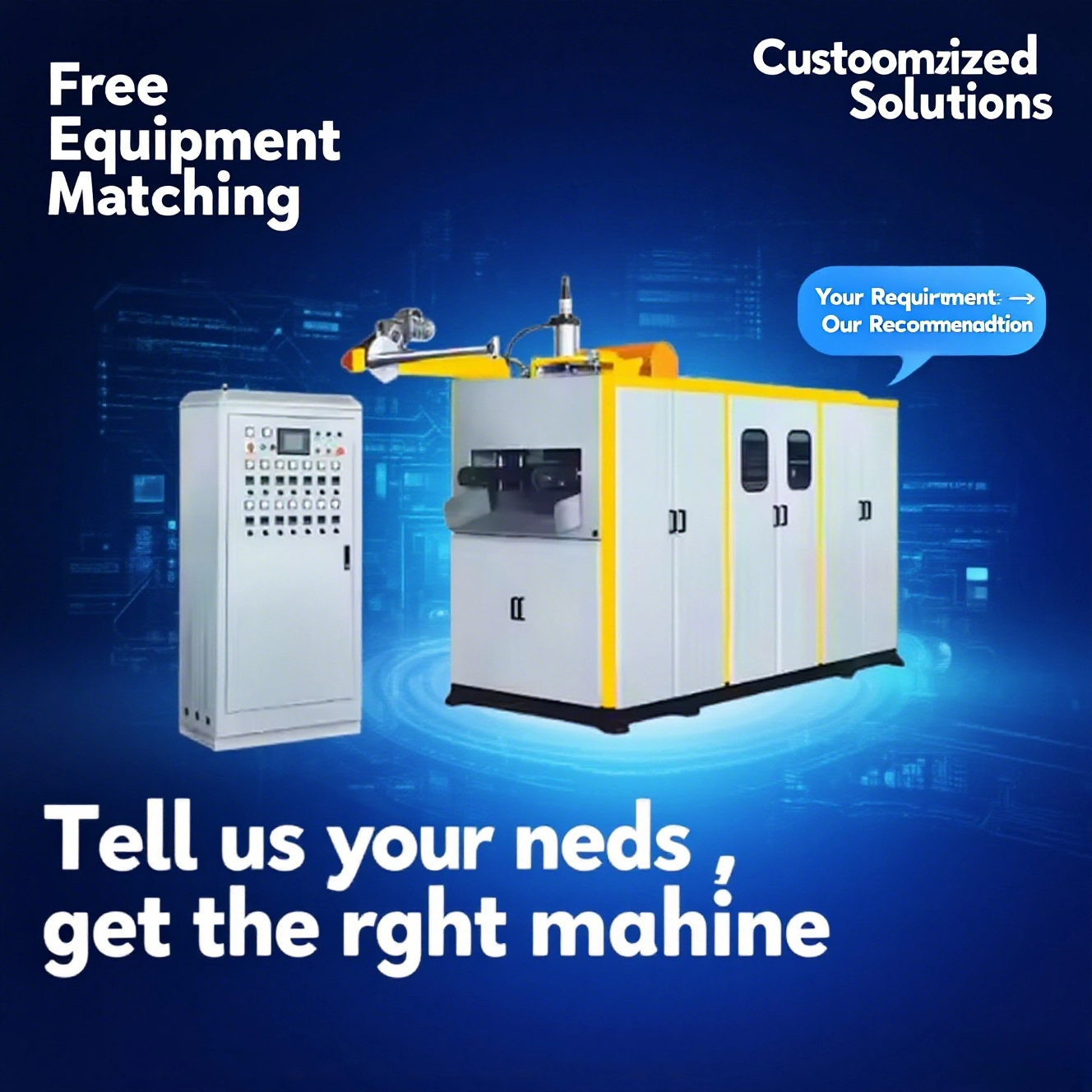 “Used plastic cup making machine with free pre-sales service, for product and service display in used plastic machinery business.”