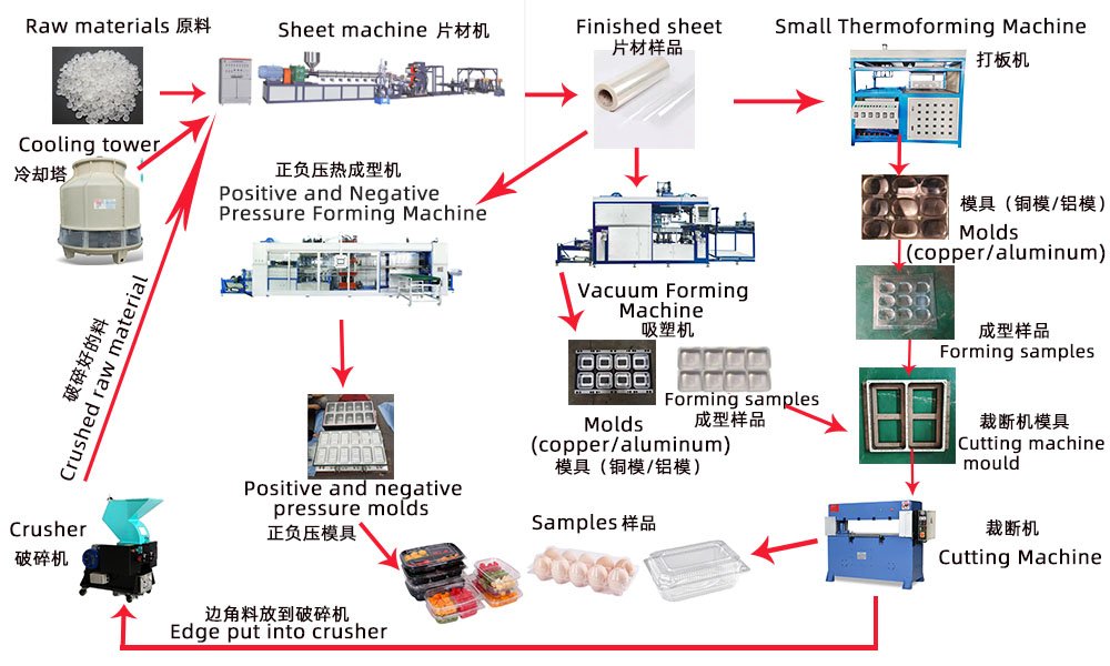 Plastic Vacuum Forming Machine Produced Various Products (Trays, Dishes, Food Containers, etc.)