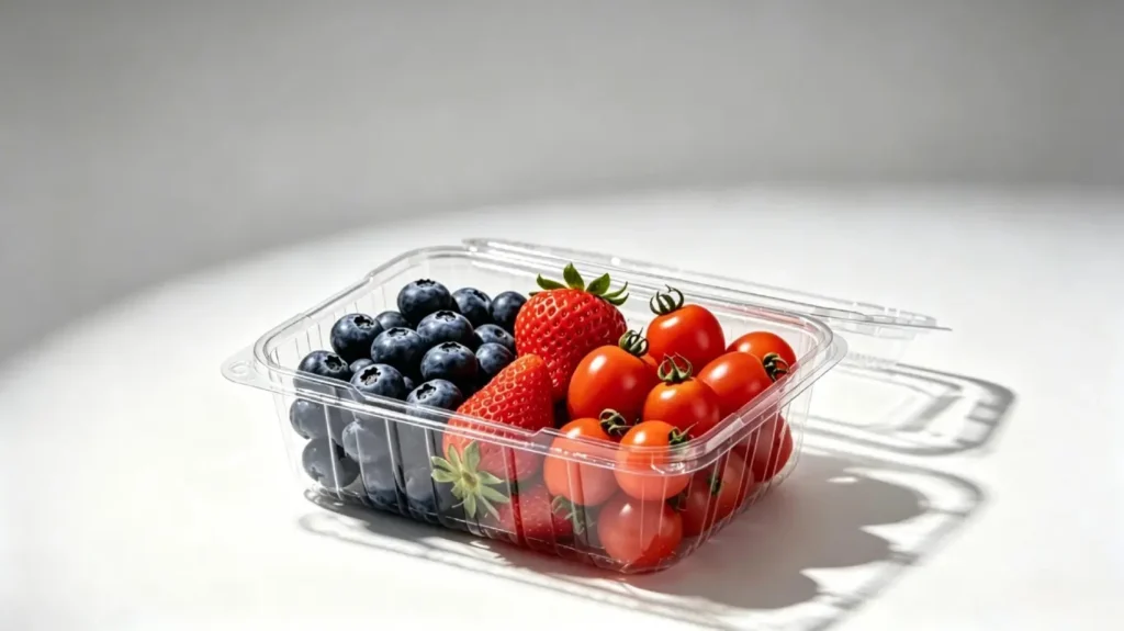 Transparent Blueberry Clamshell Containers Manufactured by Automatic Thermoforming Machine