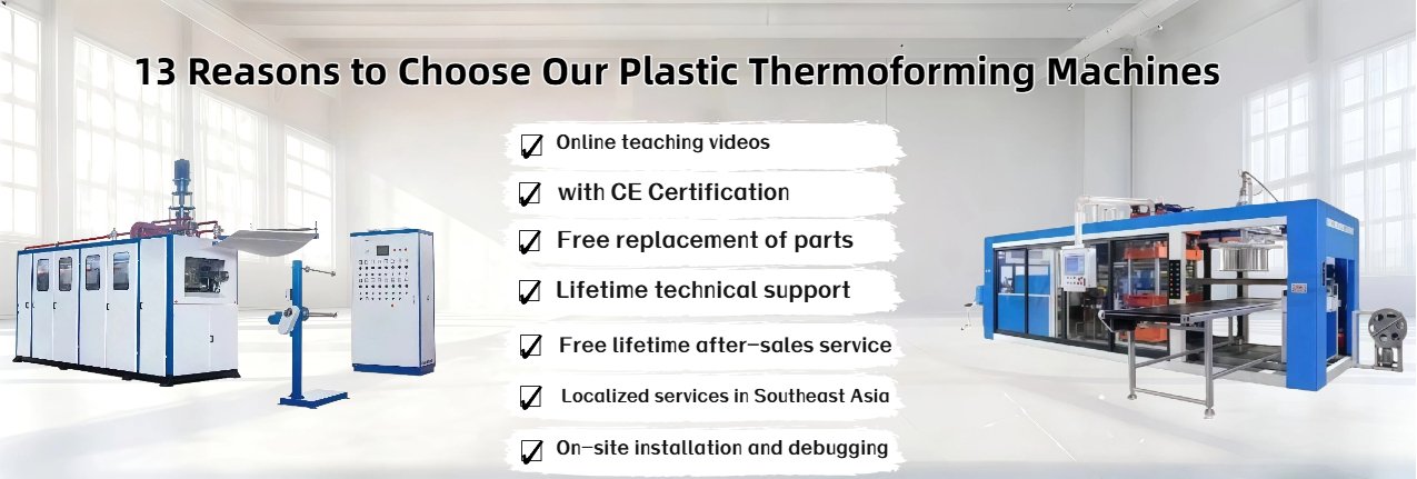 13 reasons to choose our plastic thermoforming machine, featuring high-quality cup making machine, vacuum forming machine and sheet extruder