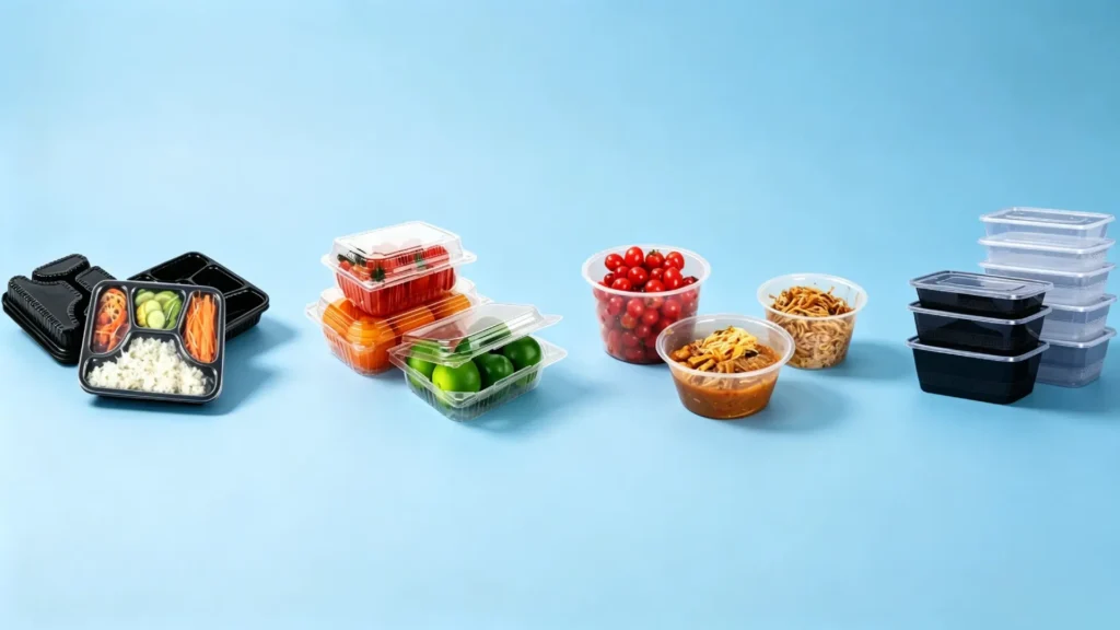Disposable Plastic Food Containers For Takeaway Packaging