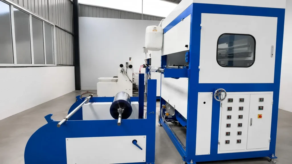 Sheet roll loading and feeding system for plastic vacuum forming machine with PP PS PET sheet alignment