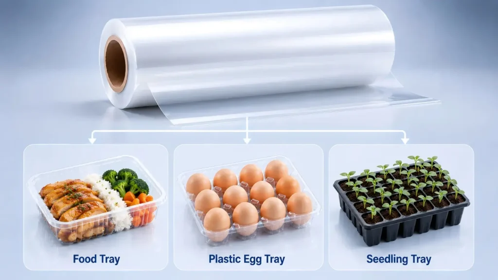 PP sheet for plastic vacuum forming machine used in food trays, egg trays, seedling trays and inserts