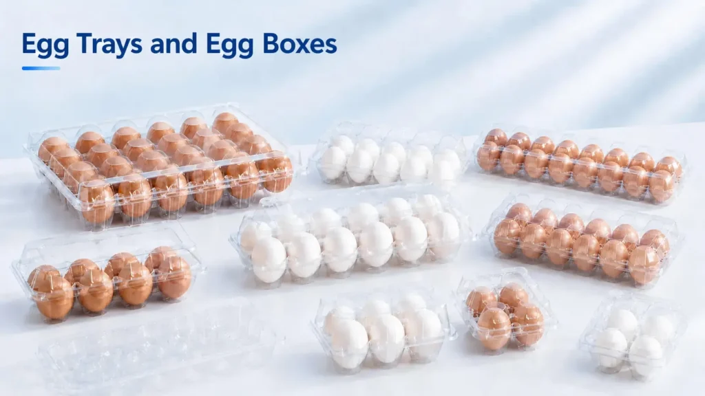 Plastic egg trays made by vacuum forming machine for egg packaging and supermarket food display