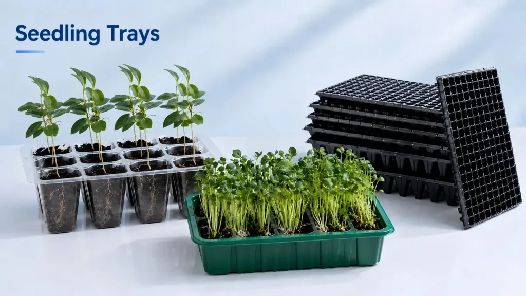 Plastic seedling trays made by vacuum forming machine for nursery, greenhouse and plant propagation