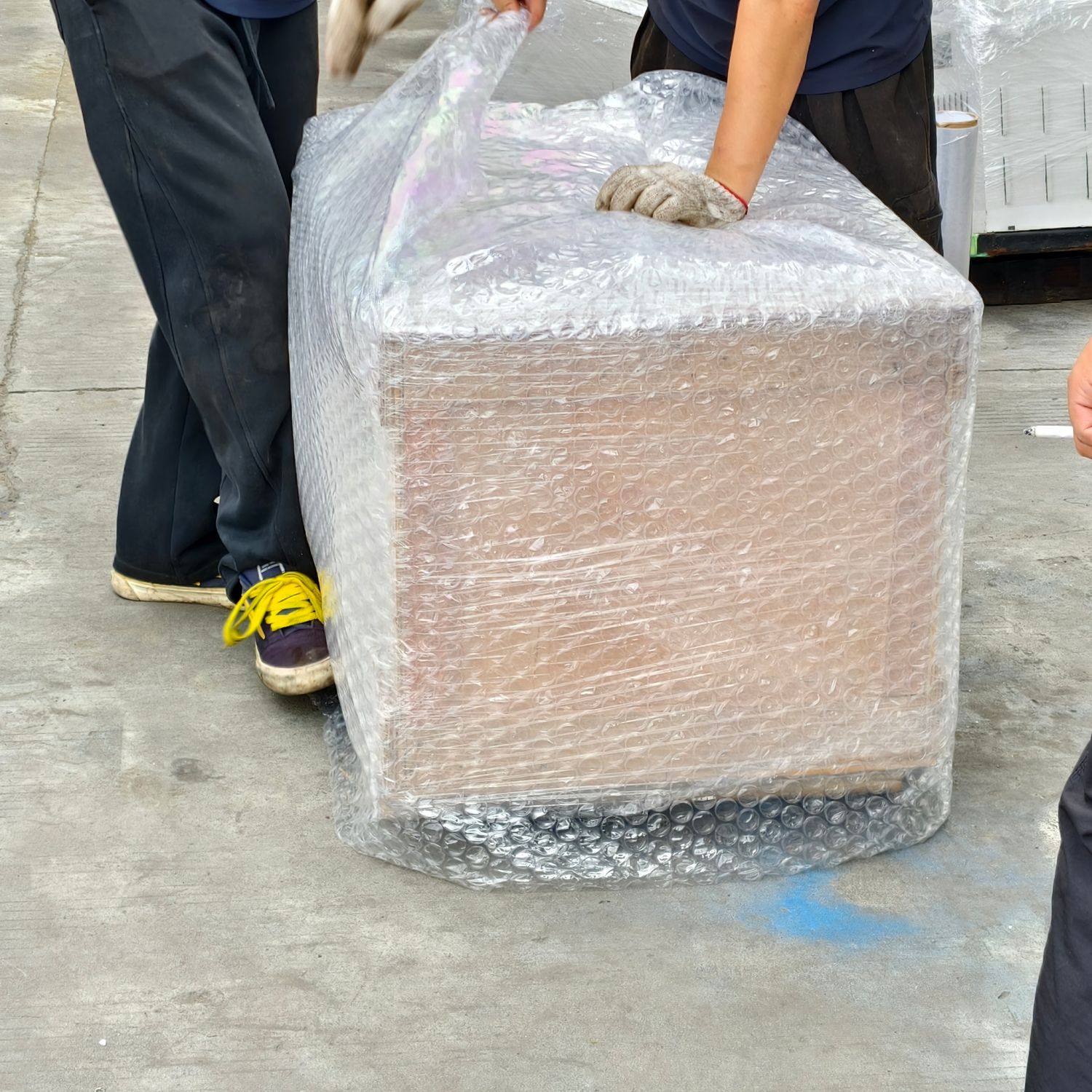 Accessories packed in a wooden case with protective film wrapping