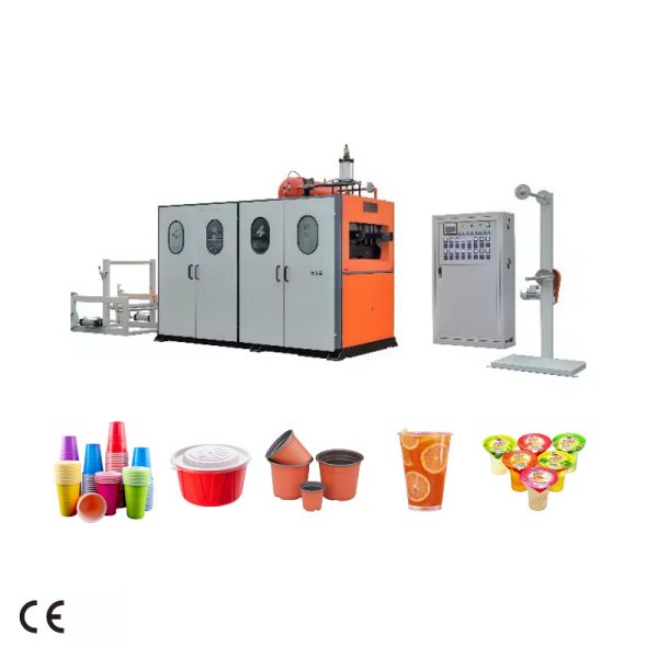 VihoX automatic plastic cup thermoforming machine with sheet feed unit and sample cups