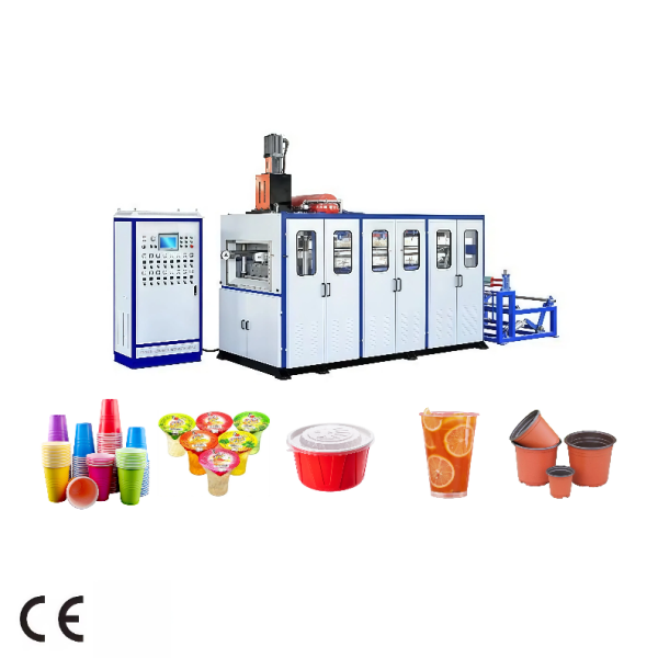 VihoX plastic cup thermoforming production line with stacking unit and sample cups